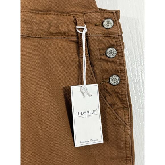 NWT Judy Blue Denim Short Bib Overalls Romper Size XL Brown JB150241 C-CO - Picture 2 of 5